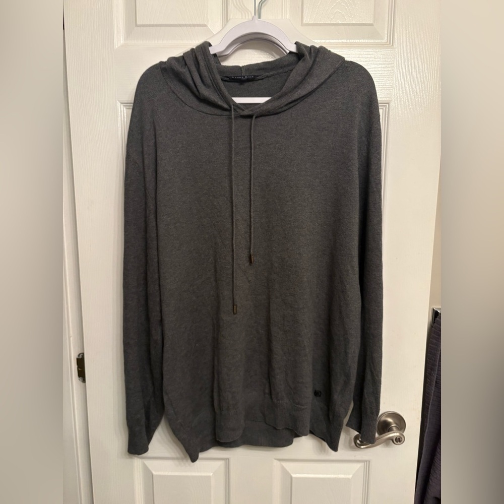 Stone Rose Grey Knit Cotton Hoodie Sweater